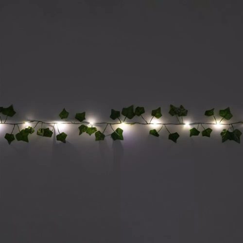 HOME ATM05 borostyánlevél fényfüzér, 2 méter, 20 db melegfehér micro LED, időzítő, elemes tápellátás, beltéri kivitel