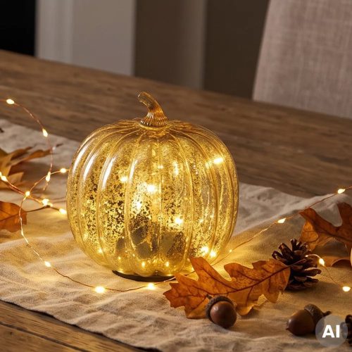 HOME ATM13 üveg tök dekoráció, 16 cm, 15 db melegfehér micro LED, időzítő, elemes tápellátás, beltéri kivitel