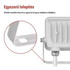 LED reflektor GLARO 10W, fehér, IP65, 1000 lm, természetes fehér