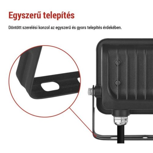 LED reflektor GLARO 20W, fekete, IP65, 2000 lm, természetes fehér