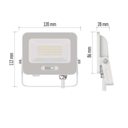LED reflektor GLARO 20W, fehér, IP65, 2000 lm, természetes fehér