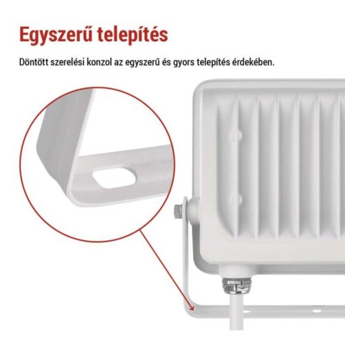 LED reflektor GLARO 30W, fehér, IP65, 3000 lm, természetes fehér