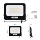 LED reflektor GLARO 50W, fekete, IP65, 5000 lm, természetes fehér