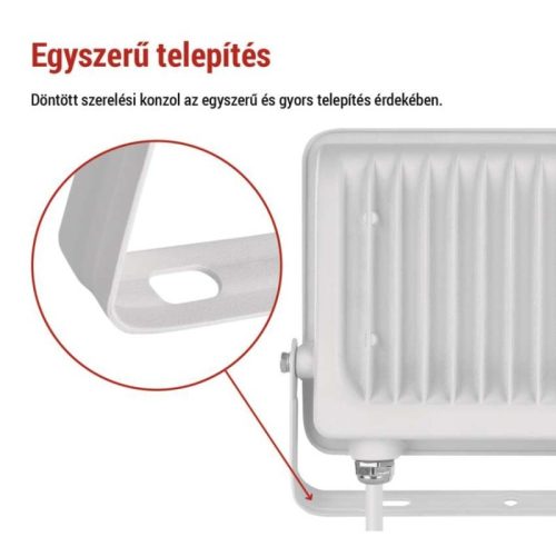 LED reflektor GLARO 50W, fehér, IP65, 5000 lm, természetes fehér