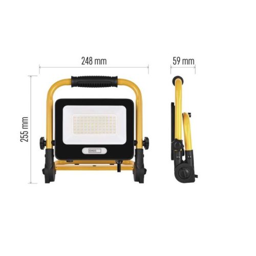 GLARO 50 W-os LED-reflektor, sárga-fekete, IP65, 5000 lm, semleges fehér