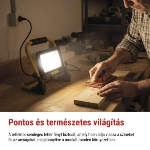 GLARO 50 W-os LED-reflektor, sárga-fekete, IP65, 5000 lm, semleges fehér