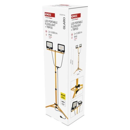 EMOS GLARO LED reflektor 2×50W + háromlábú állvány