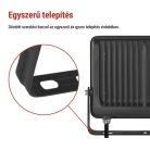 LED reflektor GLARO 100W, fekete, IP65, 10000 lm, természetes fehér