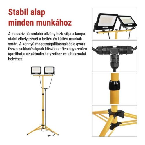 EMOS GLARO LED reflektor 2×100W + háromlábú állvány