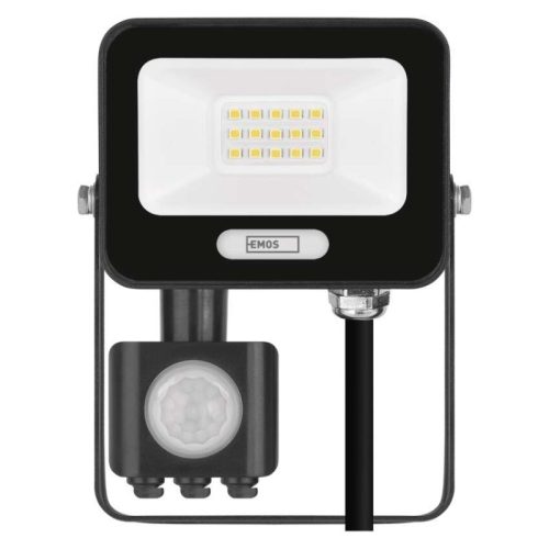 LED reflektor GLARO PIR 10 W, fekete, IP54, 1000 lm, természetes fehér