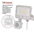 LED reflektor GLARO PIR 10 W, fehér, IP54, 1000 lm, természetes fehér