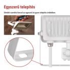LED reflektor GLARO PIR 20 W, fehér, IP54, 2000 lm, természetes fehér