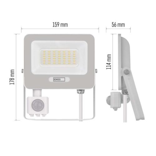 LED reflektor GLARO PIR 30 W, fehér, IP54, 3000 lm, természetes fehér