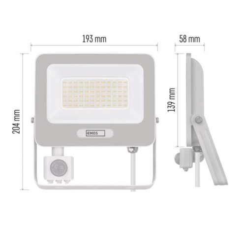 LED reflektor GLARO PIR 50 W, fehér, IP54, 5000 lm, természetes fehér