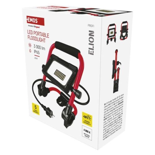 LED reflektor ELION 20W, red-fekete, IP65, 3000 lm, természetes fehér