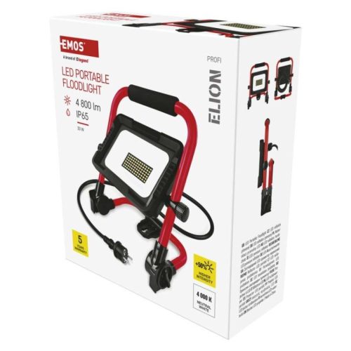 LED reflektor ELION 30W, red-fekete, IP65, 4800 lm, természetes fehér