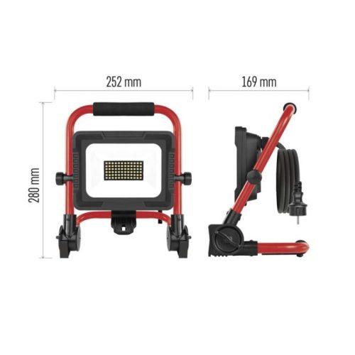 LED reflektor ELION 30W, red-fekete, IP65, 4800 lm, természetes fehér