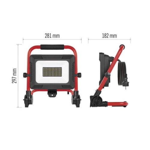 LED reflektor ELION 50W, red-fekete, IP65, 8000 lm, természetes fehér