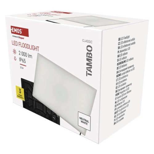 LED-es reflektor TAMBO, 20 W, 2000 lm, IP65, fekete