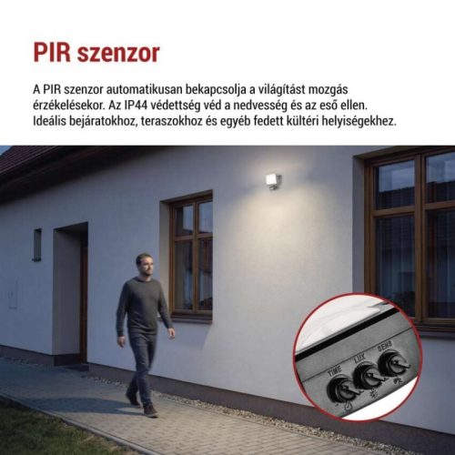 LED-es reflektor TAMBO EVO mozgásérzékelővel, 20 W, 2000 lm, IP44, fekete
