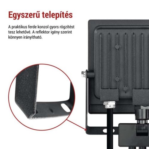 LED-es reflektor TAMBO EVO mozgásérzékelővel, 30 W, 3000 lm, IP44, fekete