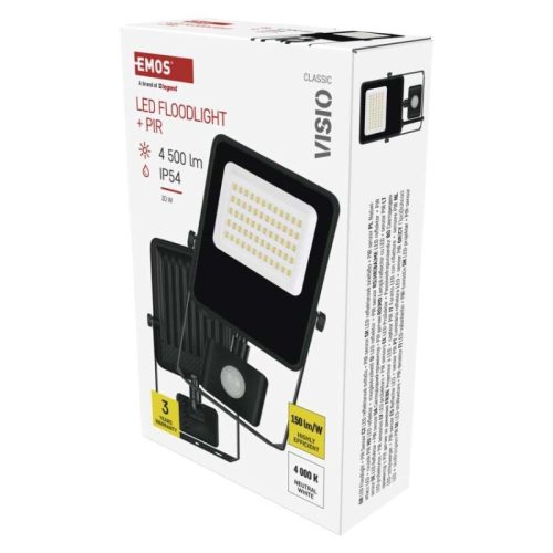 EMOS VISIO LED reflektor 30 W mozgásérzékelővel IP54 term. fehér