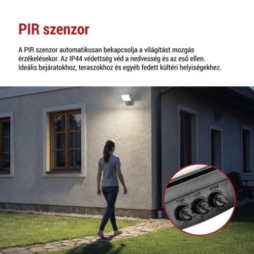 LED-es reflektor TAMBO EVO mozgásérzékelővel, 50 W, 5000 lm, IP44, fekete
