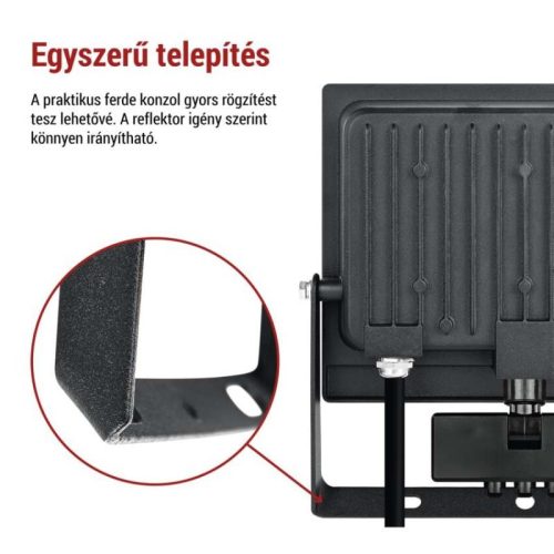 LED-es reflektor TAMBO EVO mozgásérzékelővel, 50 W, 5000 lm, IP44, fekete