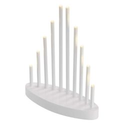   LED gyertyatartó, fehér, 24,5 cm, 3x AA, beltéri, meleg fehér, időzítő