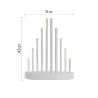 LED gyertyatartó, fehér, 24,5 cm, 3x AA, beltéri, meleg fehér, időzítő