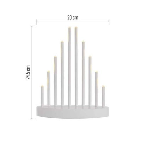 LED gyertyatartó, fehér, 24,5 cm, 3x AA, beltéri, meleg fehér, időzítő
