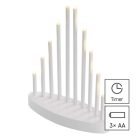 LED gyertyatartó, fehér, 24,5 cm, 3x AA, beltéri, meleg fehér, időzítő