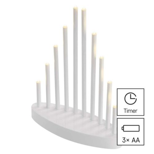 LED gyertyatartó, fehér, 24,5 cm, 3x AA, beltéri, meleg fehér, időzítő