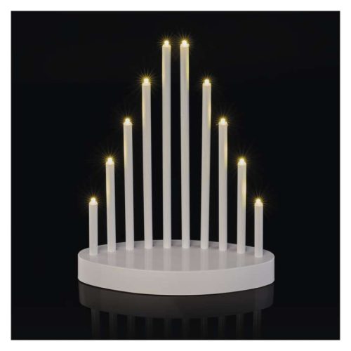 LED gyertyatartó, fehér, 24,5 cm, 3x AA, beltéri, meleg fehér, időzítő