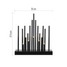 LED gyertyatartó, fekete, 27,5 cm, 3x AA, beltéri, meleg fehér, időzítő