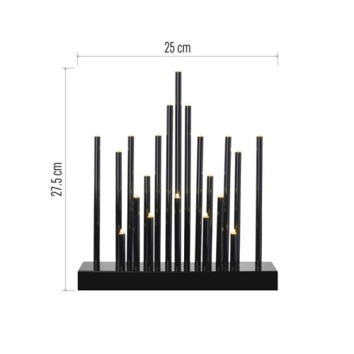 LED gyertyatartó, fekete, 27,5 cm, 3x AA, beltéri, meleg fehér, időzítő