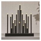 LED gyertyatartó, fekete, 27,5 cm, 3x AA, beltéri, meleg fehér, időzítő