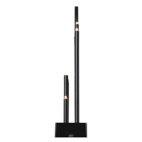 LED gyertyatartó, fekete, 27,5 cm, 3x AA, beltéri, meleg fehér, időzítő