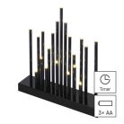 LED gyertyatartó, fekete, 27,5 cm, 3x AA, beltéri, meleg fehér, időzítő