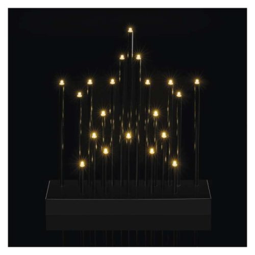 LED gyertyatartó, fekete, 27,5 cm, 3x AA, beltéri, meleg fehér, időzítő