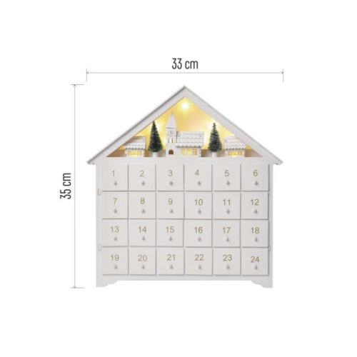 LED adventi naptár, fa, 35x33 cm, 2x AA, beltéri, meleg fehér, időzítő
