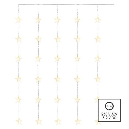 LED karácsonyi fényfüggöny – csillagok, 120x90 cm, beltéri, meleg fehér, időzítő