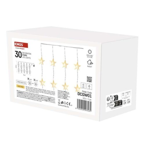 LED karácsonyi fényfüggöny – csillagok, 120x90 cm, beltéri, meleg fehér, időzítő