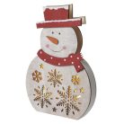 LED karácsonyi hóember, fa, 30 cm, 2x AA, beltéri, meleg fehér, időzítő