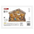LED karácsonyi betlehem, fa, 19 cm, 3x AA, beltéri, meleg fehér, időzítő