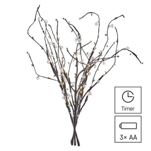 LED barka gyöngyökkel, 60 cm, 3x AA, beltéri, meleg fehér, időzítő