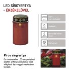 LED temetői mécses, piros, 2x C, kültéri és beltéri, meleg fehér, érzékelő