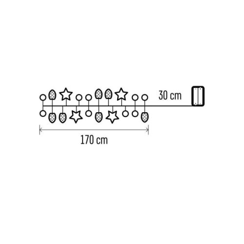 LED karácsonyi fényfüzér – tobozok, 1,7 cm, 2x AA, beltéri, meleg fehér