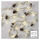 LED karácsonyi fényfüzér – tobozok, 1,7 cm, 2x AA, beltéri, meleg fehér