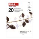LED karácsonyi fényfüzér – tobozok, 1,7 cm, 2x AA, beltéri, meleg fehér